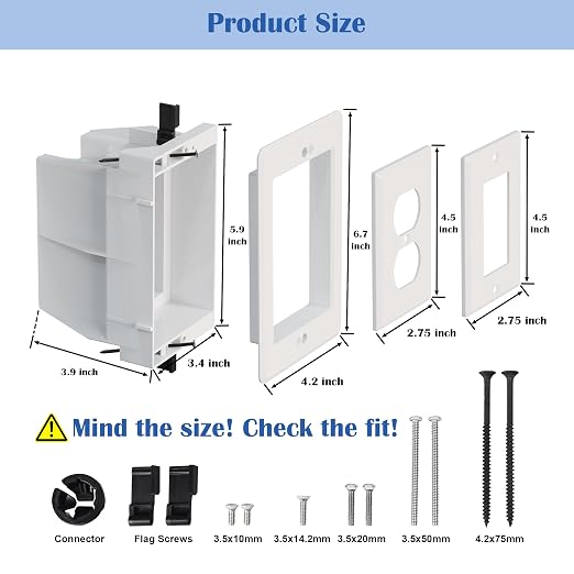Recessed Outlet/Electrical Box Single Gang, Recessed Outlet Box - Image 2