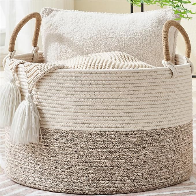 KAKAMAY Large Blanket Basket by KAKAMAY