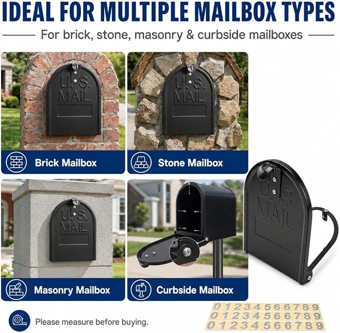 Mailbox Door Replacement Kit, 6-1/4" Screw-in Steel, stone & masonry mailboxes; - Image 8