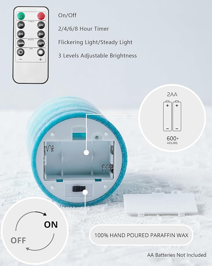 Stmarry Gradient Teal Flameless Candles - Image 6