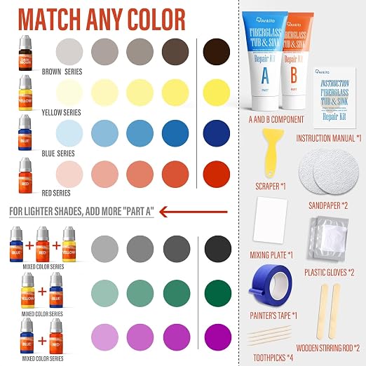 Fiberglass Tub Repair Kit, for Shower Crack & Bathtub Chip | For Porcelain - Image 7
