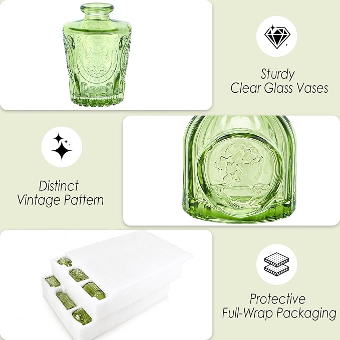 UPBUD Green Glass Bud Vases Set of 36, Small Vases - Image 9