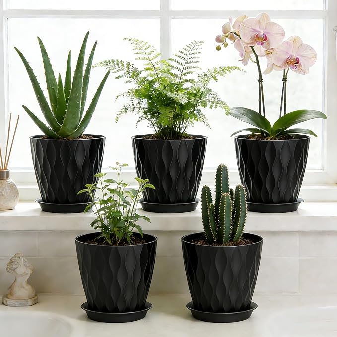 8 Inch Plastic Plant Pots, Planters - Image 7