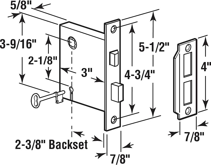 Prime-Line E 2294 Vintage Style Indoor Mortise Lock Assembly Kit Cast Steel - Image 2