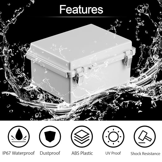 Electrical Box, IP67 Waterproof Hinged Cover Stainless Steel Latch Junction Box - Image 3