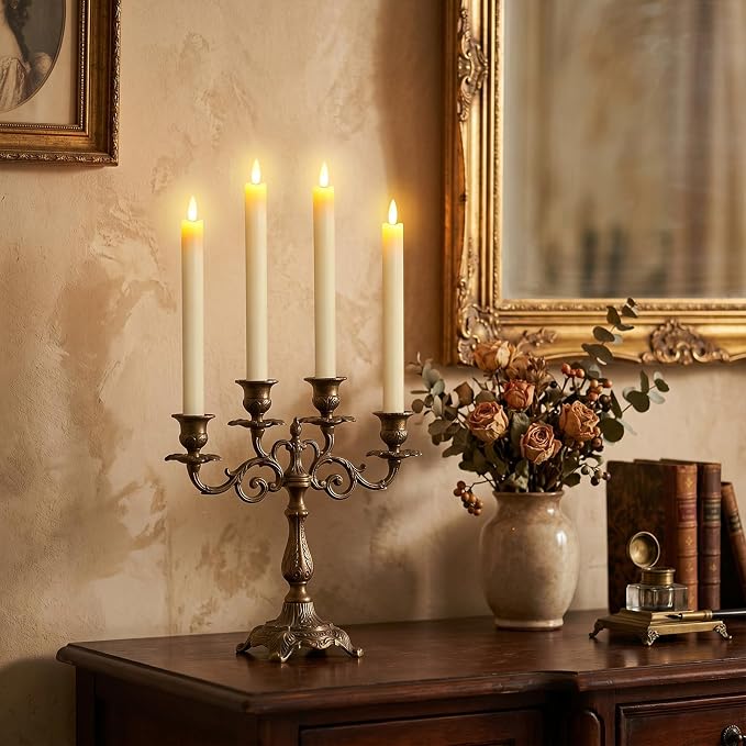 GenSwin Flameless Taper Candles LED Battery Operated Remote Timer Ivory | LED - Image 4