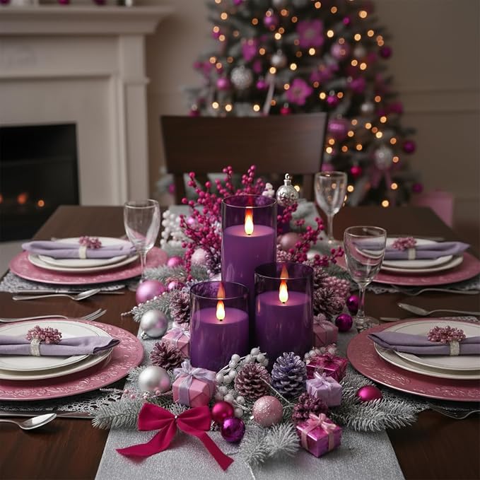Homemory Purple Flickering Flameless Candles, Battery Operated Acrylic LED - Image 5