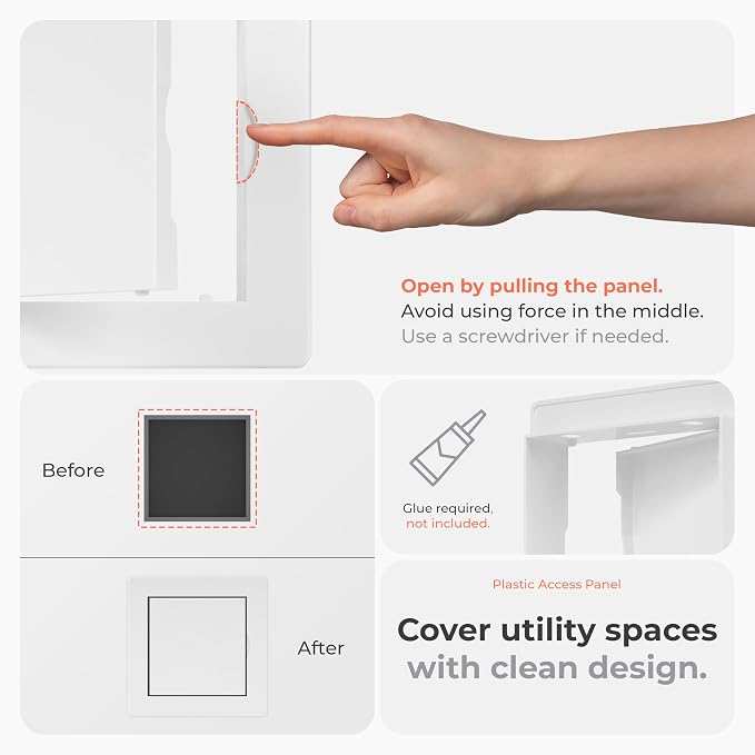 4x4 Inch White Access Panel for Drywall – ABS Plastic Square Wall, Ceiling - Image 3