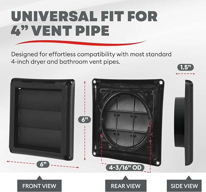 Deflecto Outdoor Dryer Vent Cover 4-Inch - Image 3