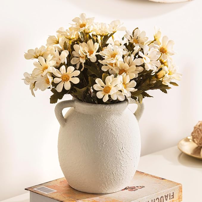 Dobbyby Ceramic Flower Small Vase 6 inch Farmhouse Rustic Vase Decorative - Image 7