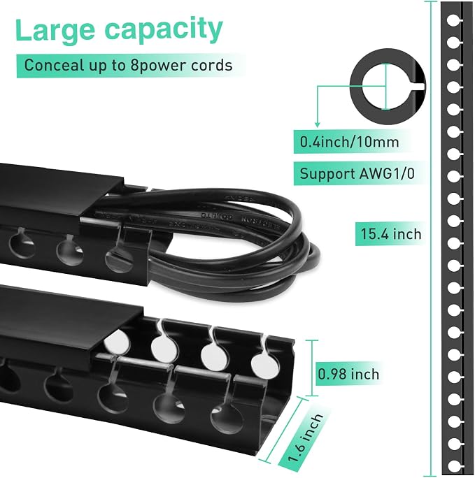 ENONCI Cable Raceway 31in Wire Covers Under Desk Cable Management 2-Pack | - Image 3