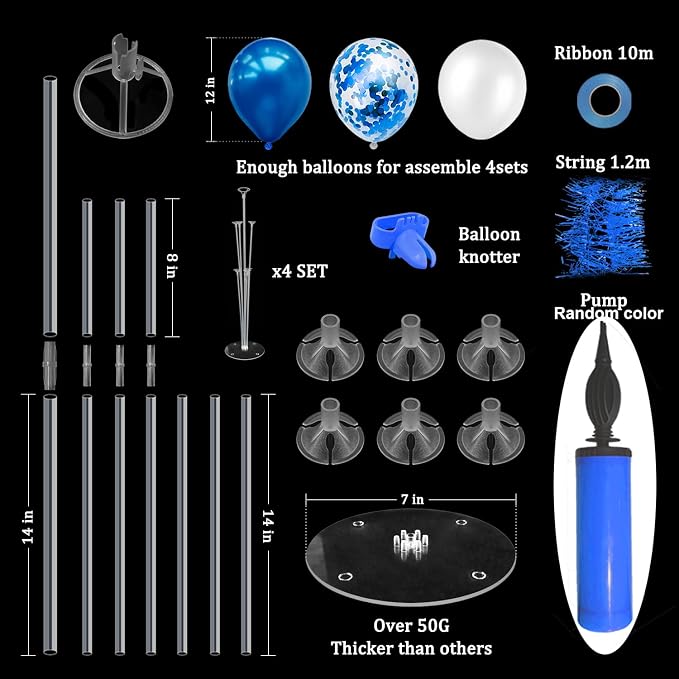 ZJDHPTY 4Set Blue Balloon Stand Table Centerpieces Party Decor | Blue Balloons - Image 3