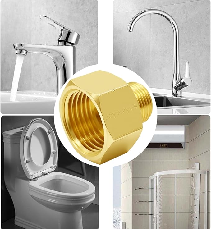 Joywayus 1/2 NPT Female to 3/8 Compression Male Thread Pipe Fitting, Brass - Image 4