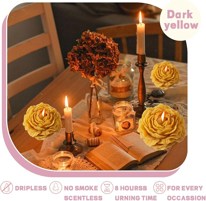 Peony Flower Shape Candle, Soy Wax Scented Decor - Image 2