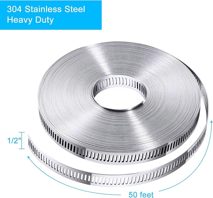 Stainless Steel Worm Gear Hose Clamp Assortment Kit, Cut-To-Fit | DIY 50FT - Image 4