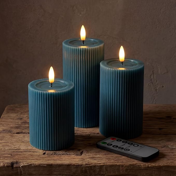 Fluted Ribbed LED Pillar Candles, - Image 7
