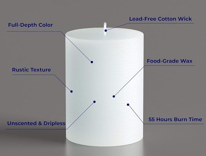 Melt Candle White Pillar Candles, 3 Pack, 3 x 4 Inch | Up to 55-hour burn - Image 2