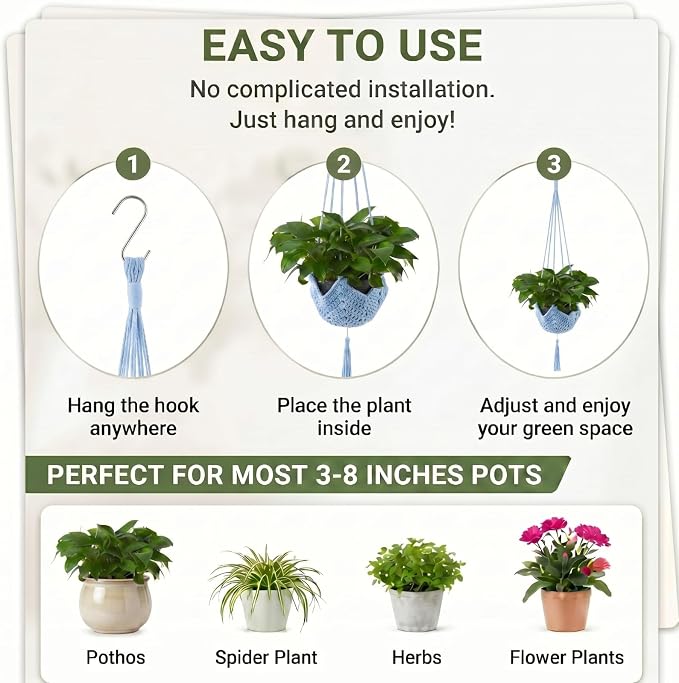 Shappy 1 Pack Boho Macrame Plant Hanger - Image 6