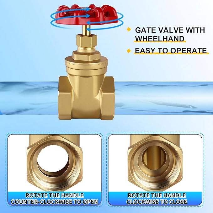 3/4’’NPT Brass Gate Valve, 200 WOG Manual Rotary Sluice Valve - Image 6