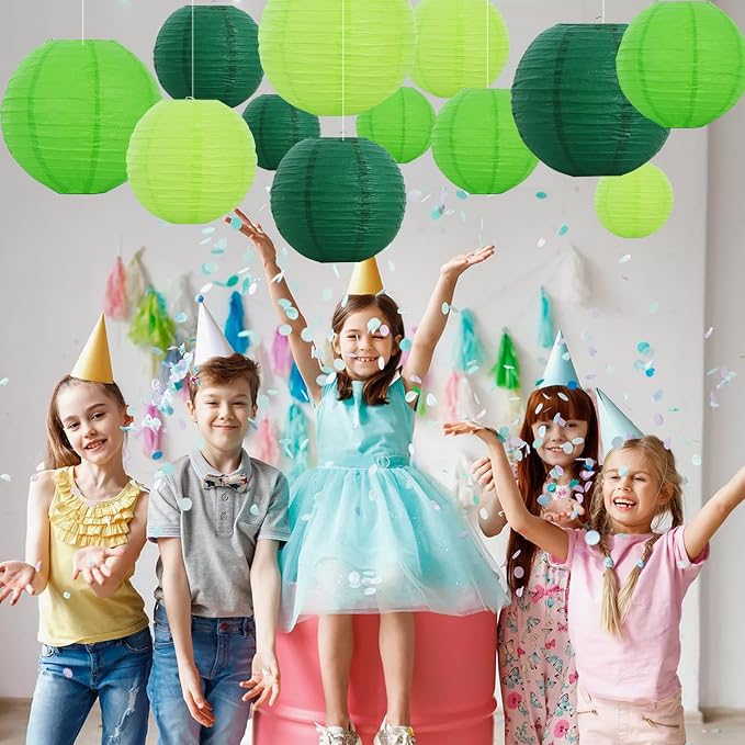 BEISHIDA Green Mix Paper Lanterns 12Pcs 6/8/10/12 Inch Round Chinese Lamp | - Image 6
