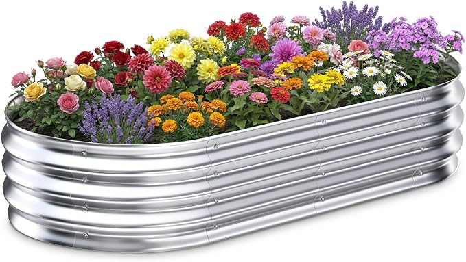Galvanized Raised Garden Bed Outdoor, 5x2.5x1ft Metal Heavy Duty Planter Boxes by Tegarbed