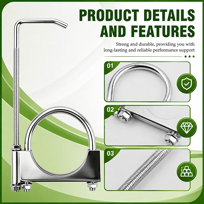 4 Inch Exhaust Hangers, Heavy Duty Adjustable 4 Exhaust Clamp - Image 3