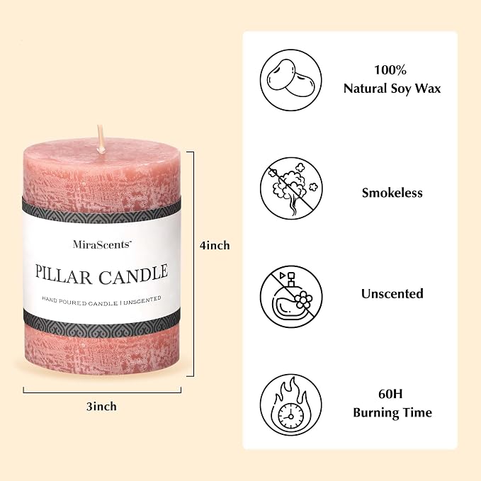 3x4 Inch Reddish Brown Pillar Candles Set of 3 - Image 3