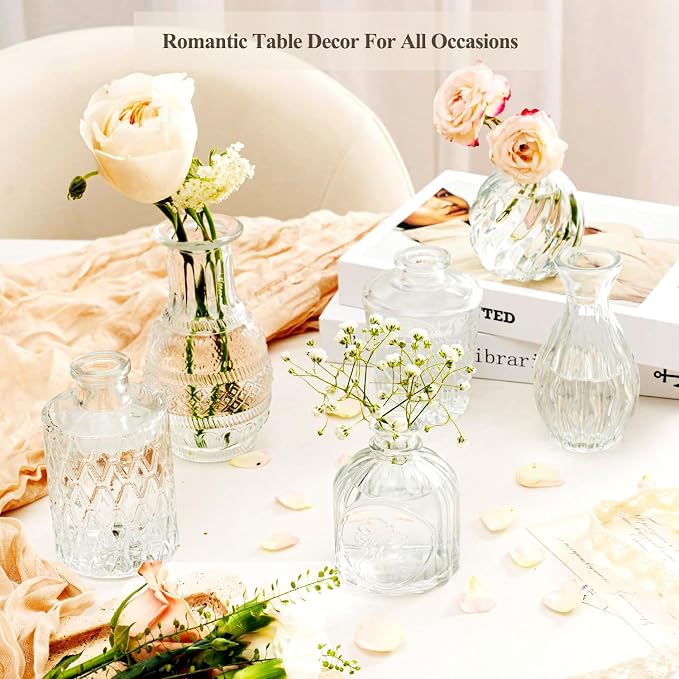 Clear Glass Bud Vase Set of 24 Pcs, Small Bud Vases in Bulk, Glass Crystal - Image 7