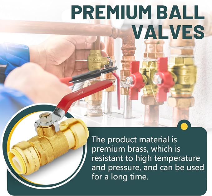 3/4" Ball Valves, 100 Pack Push Fit Shut Off Valves - Image 4