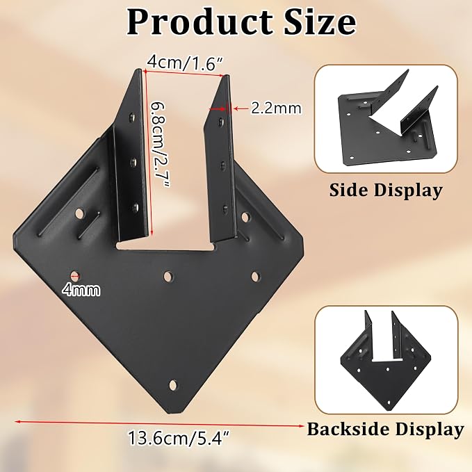 25 PCS Joist Hanger 2x6, 13-Gauge Heavy Duty Hurricane Ties-2.2mm Thickness | - Image 3