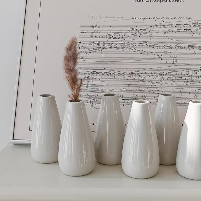 Modern White Ceramic Vase Set of 16 - Image 7