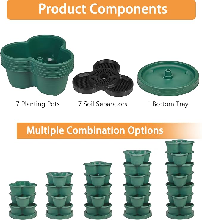 VECELO 7 Tier Vertical Garden Planter, Self Watering Stackable Planters - Image 8