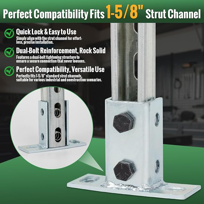 4 Pack Strut Post Base, 2 Slot U Post Base Bracket - Image 5