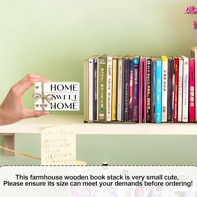 Mini Decorative Books For Home Decor, Small Wood Book Stack For Table Decor - Image 2