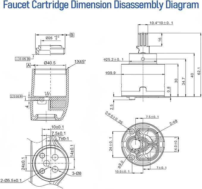 N40DW 40mm Ceramic Faucet Cartridge, Replacement - Image 6