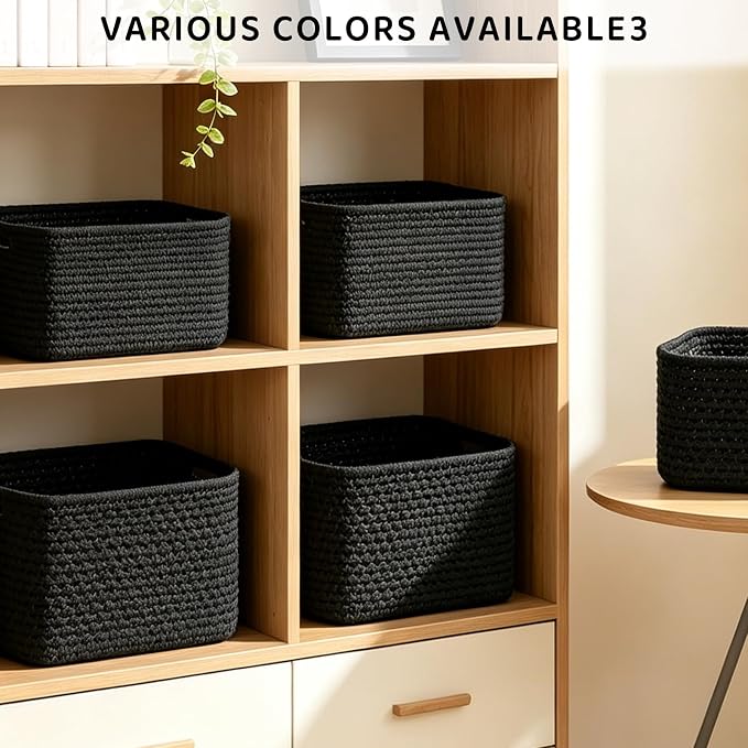 4 Pack Large Storage Baskets for Organizing, and Clothes, Cotton Rope Basket - Image 4