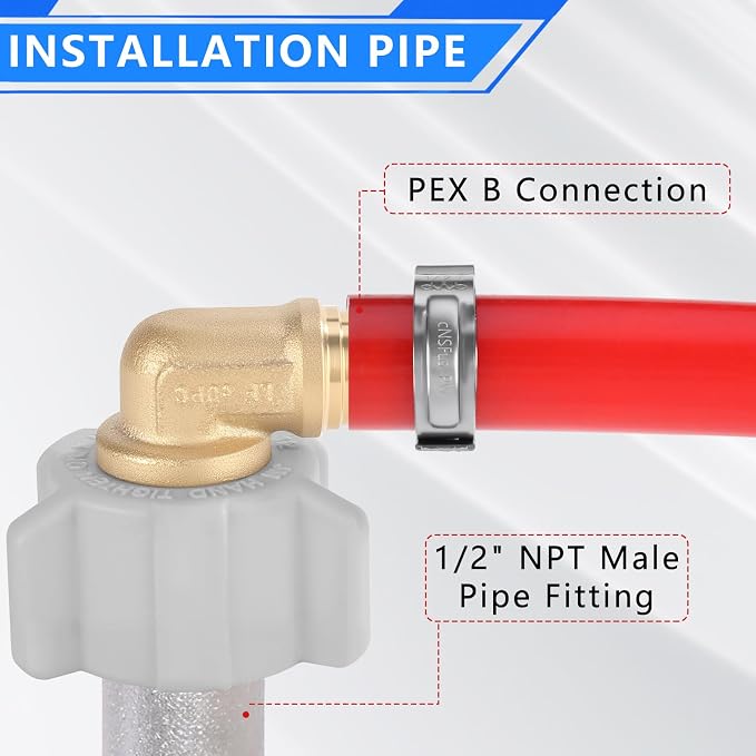 1/2" Pex × 1/2" Female NPT Swivel Elbow No-Lead Brass Crimp Fitting, PEX-B - Image 3
