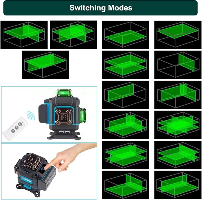 KEZERS Laser Level Set with Receiver, 4 x360 Self Leveling Laser Level with - Image 7