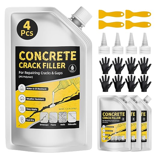 TQRR Pack of 4 Self Leveling Concrete Crack Filler, Cement Crack Repair | by TQRR