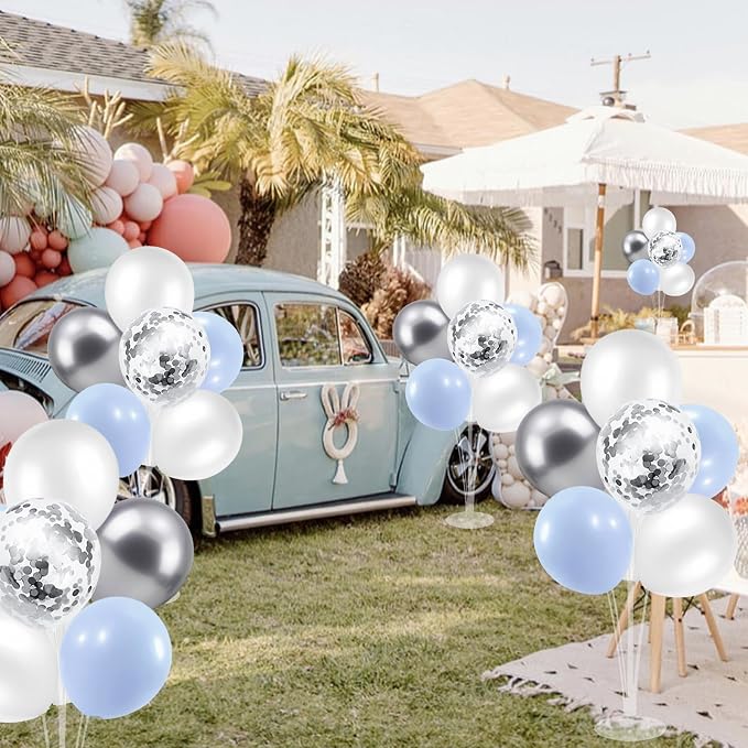 ZJDHPTY 4Set Light Blue Silver Balloon Stand Table Centerpieces Party Decor | - Image 6