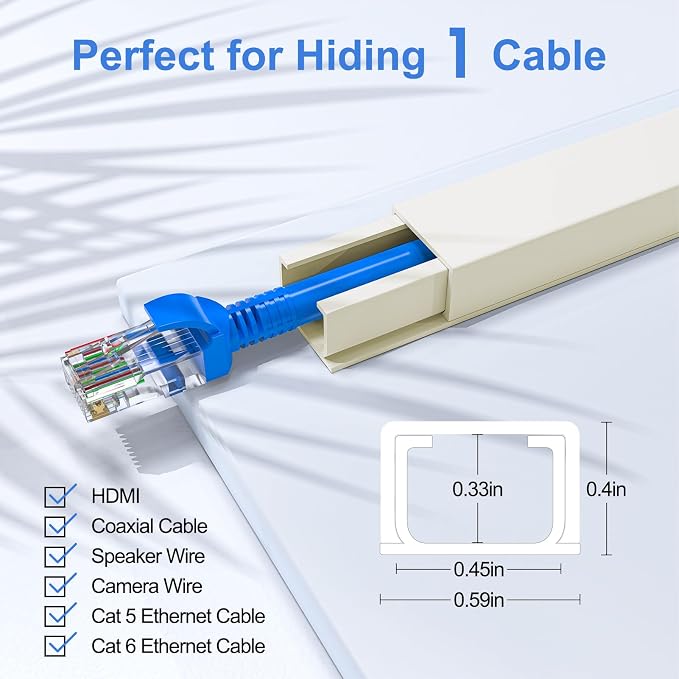 Yecaye Cord Hider, 113in One-Cord Cable Raceways, W0.59in H0.4in, Easy Install - Image 2