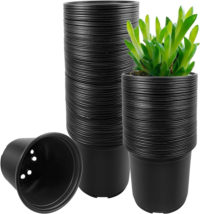 RAOOKIF 100 Pack Nursery Pots, 6 Inch Plastic Plant Pots by RAOOKIF