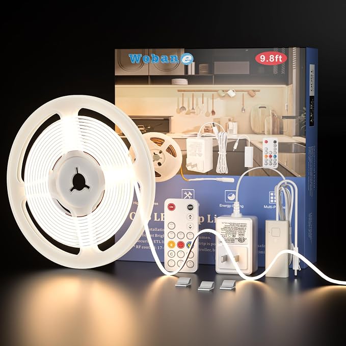 WOBANE Dimmable Under Cabinet Lights, 9.8ft COB LED Light Strip by WOBANE