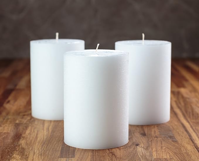 Melt Candle White Pillar Candles, 3 Pack, 3 x 4 Inch | Up to 55-hour burn - Image 5
