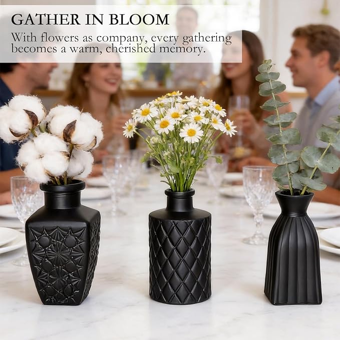 Black Glass Bud Vase Set of 12 Pcs, Small Bud Vases in Bulk, Glass Crystal - Image 6