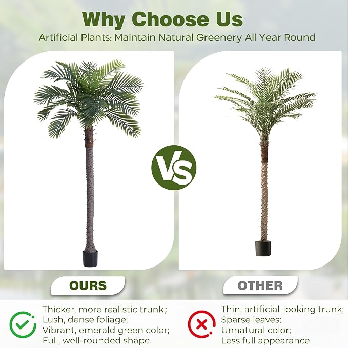 8.5FT Artificial Coconut Palm Set of 2, Potted Faux Palm Tree | Tropical Fake - Image 6