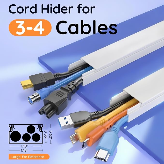 Delamu 236in Cord Hider, Professional Cable Cover Kit - Image 2