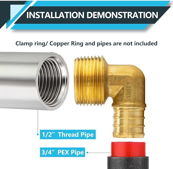 30Pack Seelink PEX Fittings, Pex 3/4" x 1/2" Male Threaded NPT Elbow | Brass - Image 4