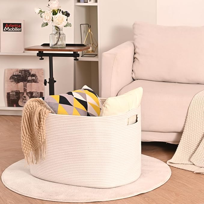 ICERZCZ White Laundry Basket, Blanket Baskets - Image 3