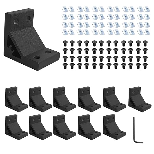 12pcs 2040 Angle Bracket Corner Extruded Aluminum Hardware Black | 2040 V-Slot by SeekLiny